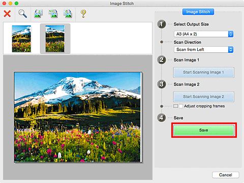 figure: Image Stitch window